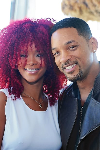 La cantante Rihanna y el actor Will Smith, en el almuerzo de Jay Z.