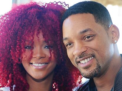 La cantante Rihanna y el actor Will Smith, en el almuerzo de Jay Z.