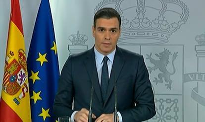 Prime Minister Pedro Sánchez at a press conference on Sunday.