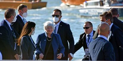 La secretaria del Tesoro de Estados Unidos, Janet Yellen, a su llegada a la cumbre.