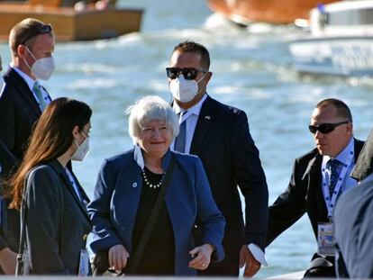 La secretaria del Tesoro de Estados Unidos, Janet Yellen, a su llegada a la cumbre.