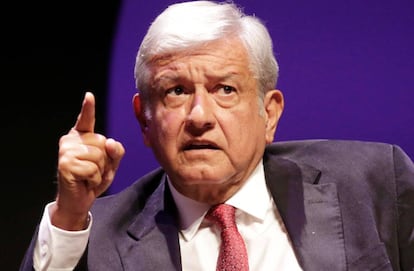 López Obrador durante un evento con estudiantes en Monterrey