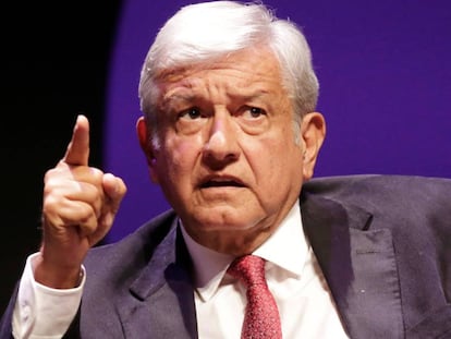 López Obrador durante un evento con estudiantes en Monterrey