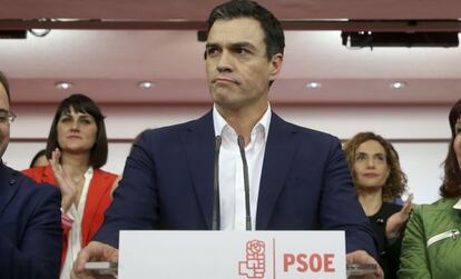 Pedro S&aacute;nchez tras conocer los resultados de las elecciones. 