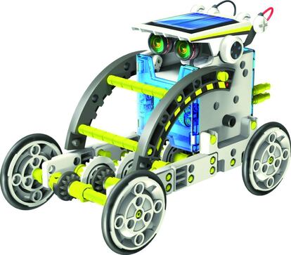 Destinado a niños de más de 10 años, este robot educativo puede transformarse en hasta 14 objetos diferentes en función de cómo se monte: tortuga, caminante, quadrubot, hoverbot, barco (puede ser usado en el agua), escarabajo, perro, coche, cangrejo, deslizador, rodante, zombie, surf y remo. Funciona con energía solar, aunque también integra una batería recargable para su uso en lugares sin luz directa. PVP: 19,90 euros elementsdevices.es