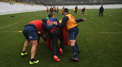 Entrenamiento de la selección española de rugby, el 14 de marzo de 2018.