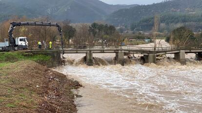 Destrosses al pont de l'antic ferrocarril d'Anglès a la riera d'Osor (la Selva).