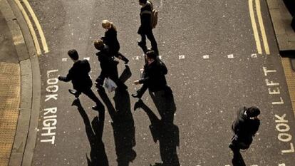 Executivos na City, em Londres.