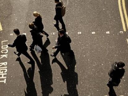 Executivos na City, em Londres.