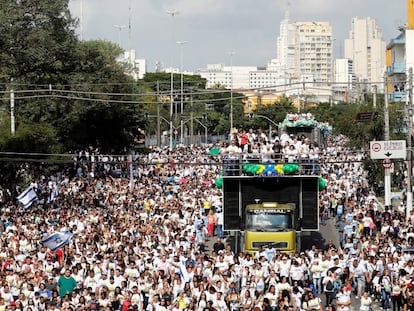 La multitudinaria Marcha para Jesús este jueves en São Paulo.