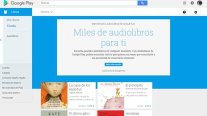 Nueva sección de audiolibros de Google.