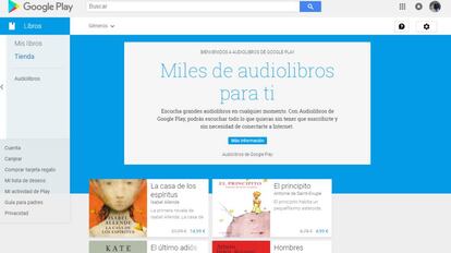 Nueva secci&oacute;n de audiolibros de Google.