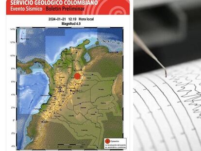 Se registra un temblor de magnitud 4,9 en Colombia.