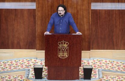 El portavoz adjunto de Unidas Podemos, Jacinto Morano, durante el debate.