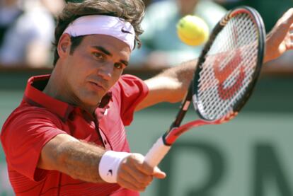 Roger Federer, durante el encuentro ante Wawrinka.
