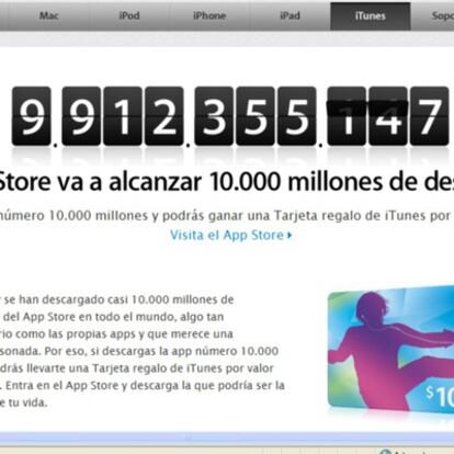 Apple ha abierto un contador a la espera de llegar a los 10.000 millones de aplicaciones.