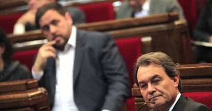 El presidente de la Generalitat, Artur Mas y el lider de ERC, Oriol Junqueras. 