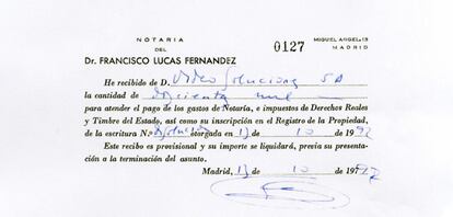 En los papeles de Bárcenas figuran varios apuntes relacionados con gastos de notaría. El extesorero aportó al juez los recibos de esos pagos, correspondientes a la liquidación de empresas creadas por el PP para recaudar fondos con los que financiar ilegalmente al partido