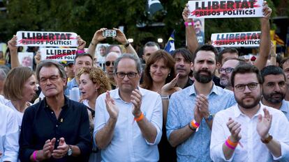 Manifestación convocada por ANC y Òmnium en Barcelona para pedir la libertad de los presos independentistas.