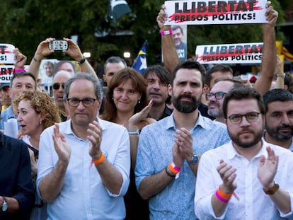 Manifestación convocada por ANC y Òmnium en Barcelona para pedir la libertad de los presos independentistas.
