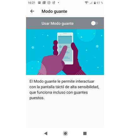 Algunos fabricantes como Sony cuentan con un "modo guante" para poder utilizar el móvil con ellos