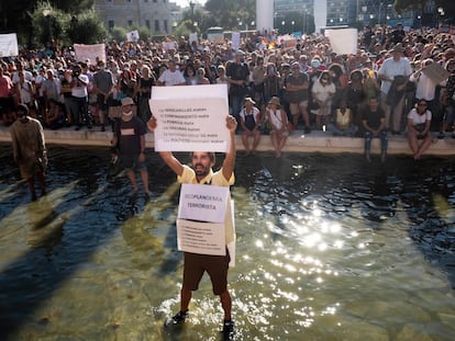 Protestors at Sunday's demonstration in Madrid.