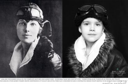 Emma, caracterizada como la aviadora Amelia Earhart en el proyecto Not just a girl. / JAIME C. MOORE