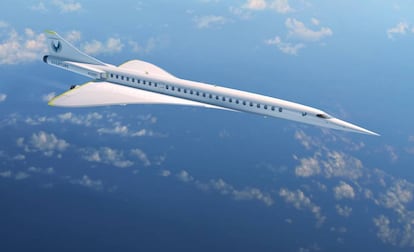 Recreaci&oacute;n de un modelo de Boom Supersonic en pleno vuelo 