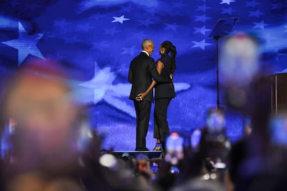 Barack y Michelle Obama, durante la convención demócrata en Chicago.