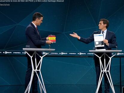 Pedro Sánchez y Albert Rivera, en un debate electoral previo al 28A.