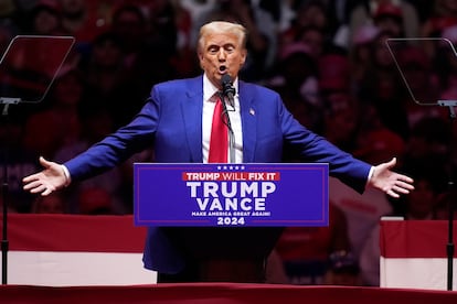 El expresidente de EE UU y candidato republicano a la presidencia, Donald Trump, en su mitin en el Madison Square Garden de Nueva York.