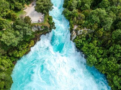 Las cataratas Huka, en Nueva Zelanda.