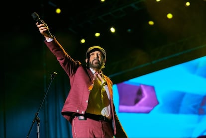 Juan Luis Guerra, durante su concierto de ayer en Madrid