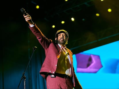 Juan Luis Guerra, durante su concierto de ayer en Madrid