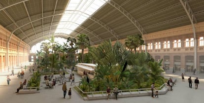 Maqueta del jardín tropical bajo la marquesina de Atocha una vez remodelada.