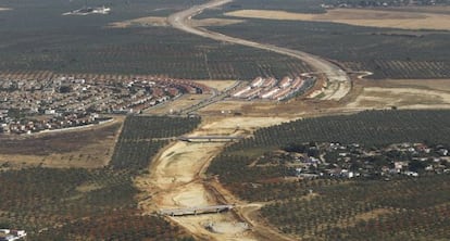 Vista a&eacute;rea de la situaci&oacute;n actual de las obras de la SE-40. 
 