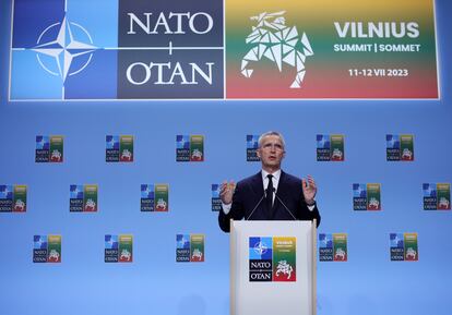 El secretario general de la OTAN, Jens Stoltenberg, durante la cumbre en Vilnius.