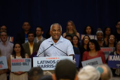 Danilo Burgos, en el mitin de campaña demócrata con Pensilvania para los latinos con Harris-Walz.