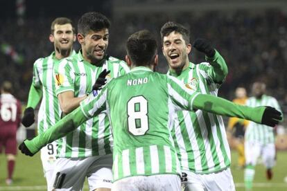 Betis midfielder Nono celebrates scoring against Rubin Kazan.