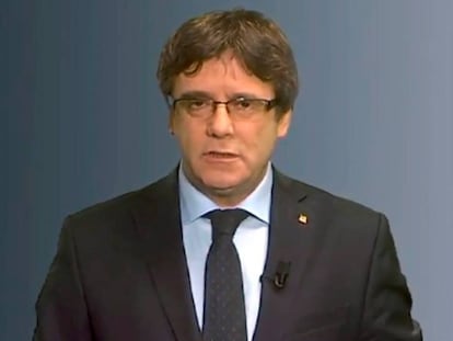 Carles Puigdemont, en el missatge que ha ofert aquest dimarts.