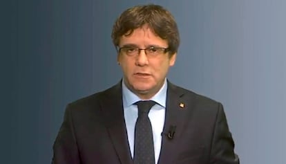 Carles Puigdemont, delivering his message last Tuesday.