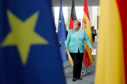 Angela Merkel, en una rueda de prensa en Berlín, el pasado 14 de julio.