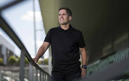 El seleccionador, Robert Moreno, en la Ciudad del Fútbol de Las Rozas.