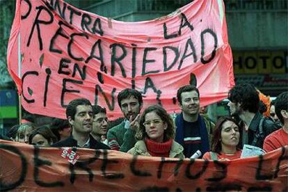 Manifestación de jóvenes investigadores contra la precariedad laboral.