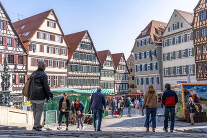 Un día de mercado en la Marktplatz de Tubinga.