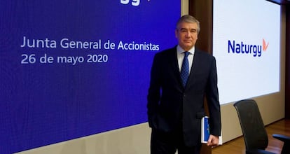 Francisco Reynés, presidente de Naturgy, en la junta telemática de la compañía celebrada hoy.