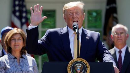 El presidente de Estados Unidos, Donald Trump durante un discurso en la Casa Blanca.