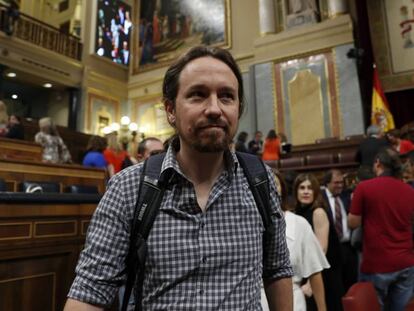 El líder de Podemos, Pablo Iglesias, en el Congreso, el pasado 29 de agosto. 