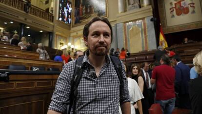El líder de Podemos, Pablo Iglesias, en el Congreso, el pasado 29 de agosto.