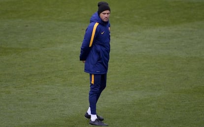 Luis Enrique, en el entrenamiento del Barcelona. 